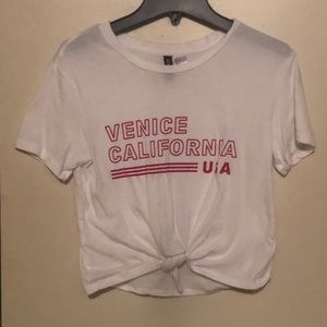 H&M White Tied Front Crop Top